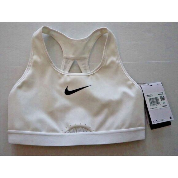 Nike DD0428 Women Sz XS (A-C) White Swoosh High Support Adjustable Sports Bra - Picture 1 of 5